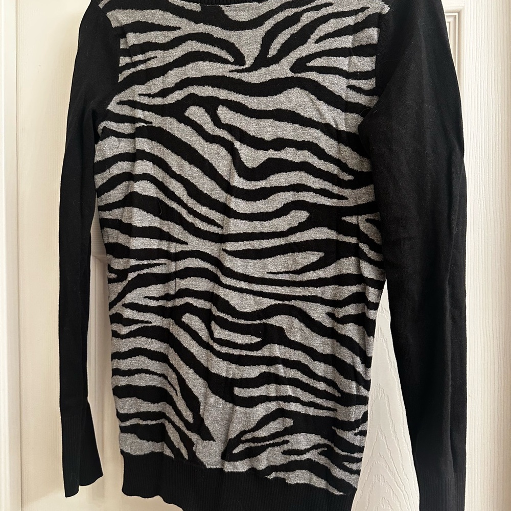 Express Zebra Pattern V-Neck Sweater - Picture 2 of 3